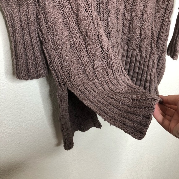 Free People Easy V Light Purple Long Line Cable Knit Sweater - Picture 5 of 8